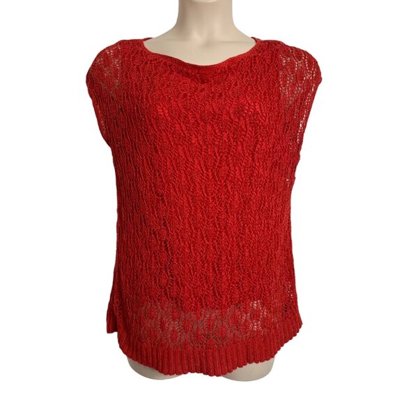 Jones Wear Net Lace Cap Sleeve Blouse Lined Size XL Red - Picture 8 of 8